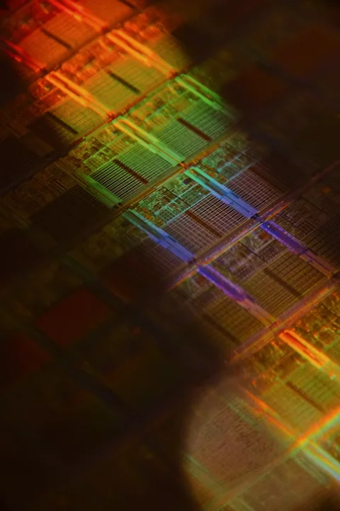 Colourful semiconductor chip pattern